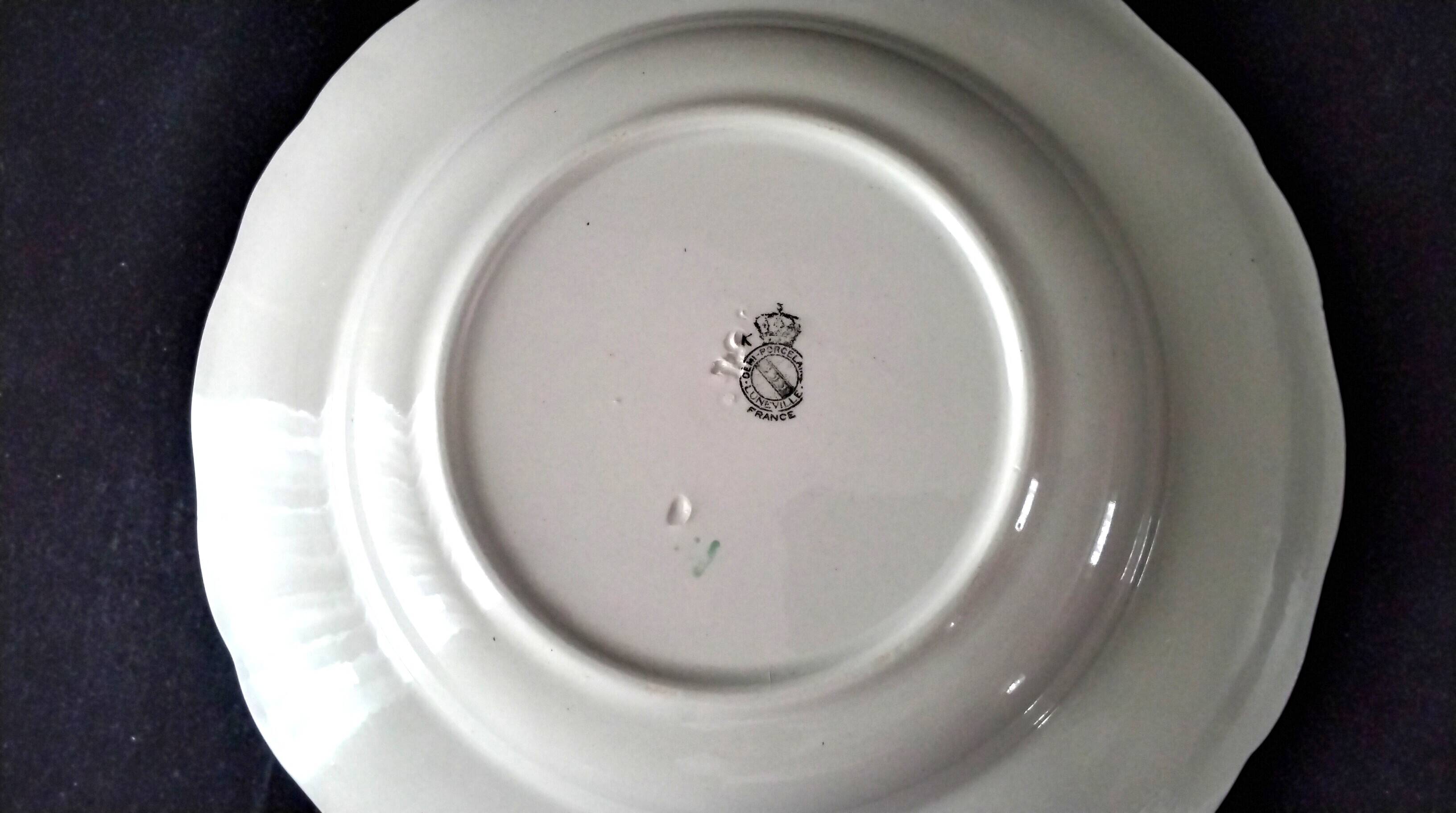 4 deep plates half porcelain from Lunéville KG Model "Réverbère"