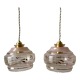 Pair of suspensions in pink glass and golden edging 50s-60s