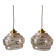 Pair of suspensions in pink glass and golden edging 50s-60s