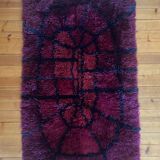 Mid-century Modern Bordeaux Red Rya Rug by Gull-Britt Johansson for NIAB, Sweden