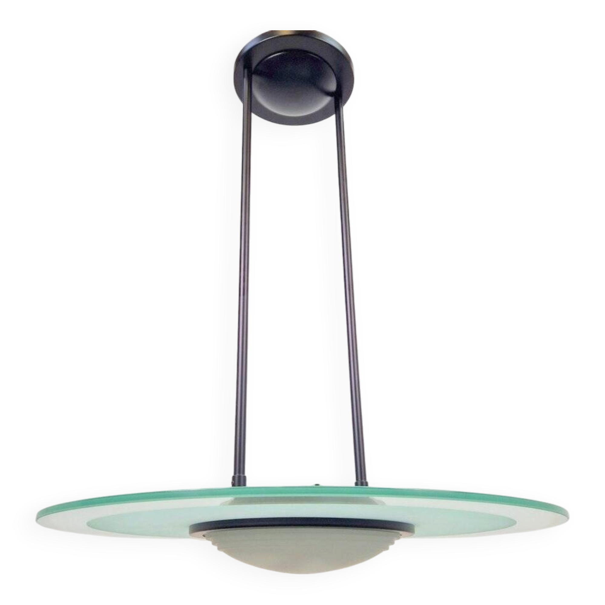 Vintage Italian Glass Disc UFO Pendant Lamp, 1980s