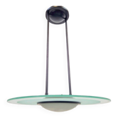 Suspension en verre disc UFO italienne vintage, années 1980