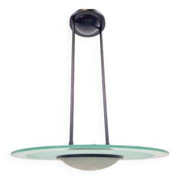 Vintage Italian Glass Disc UFO Pendant Lamp, 1980s