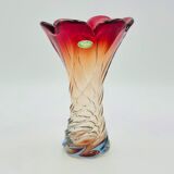 Labelled vintage italian twisted murano glass vase, 1960s