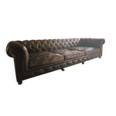 Canapé flamant edinburgh chesterfield 4 places cuir marron