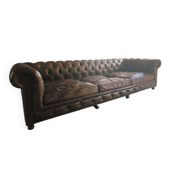 Flamant edinburgh chesterfield 4-seater brown leather sofa
