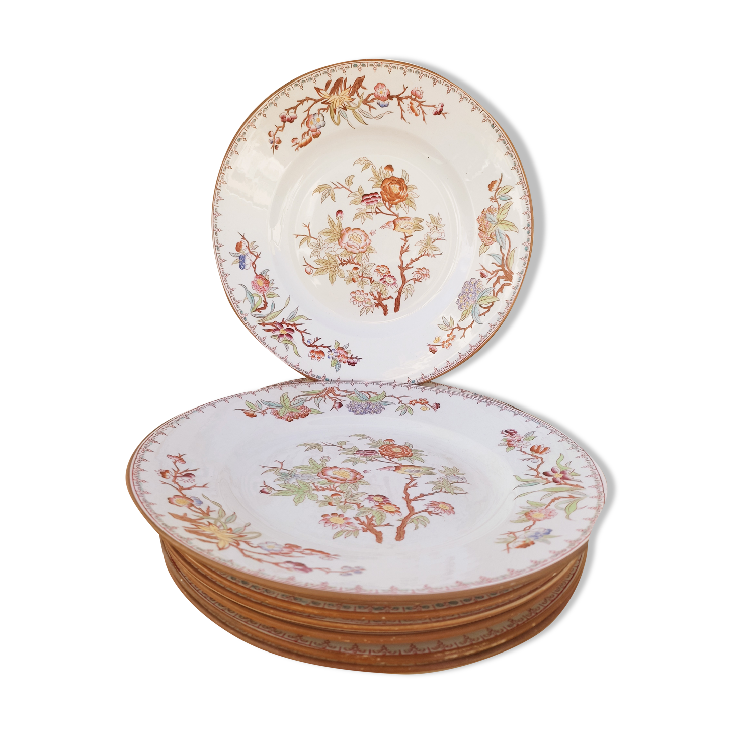 8 flat plates Sarreguemines décor Minton