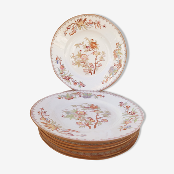 8 flat plates Sarreguemines décor Minton