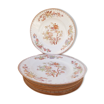 8 flat plates Sarreguemines décor Minton