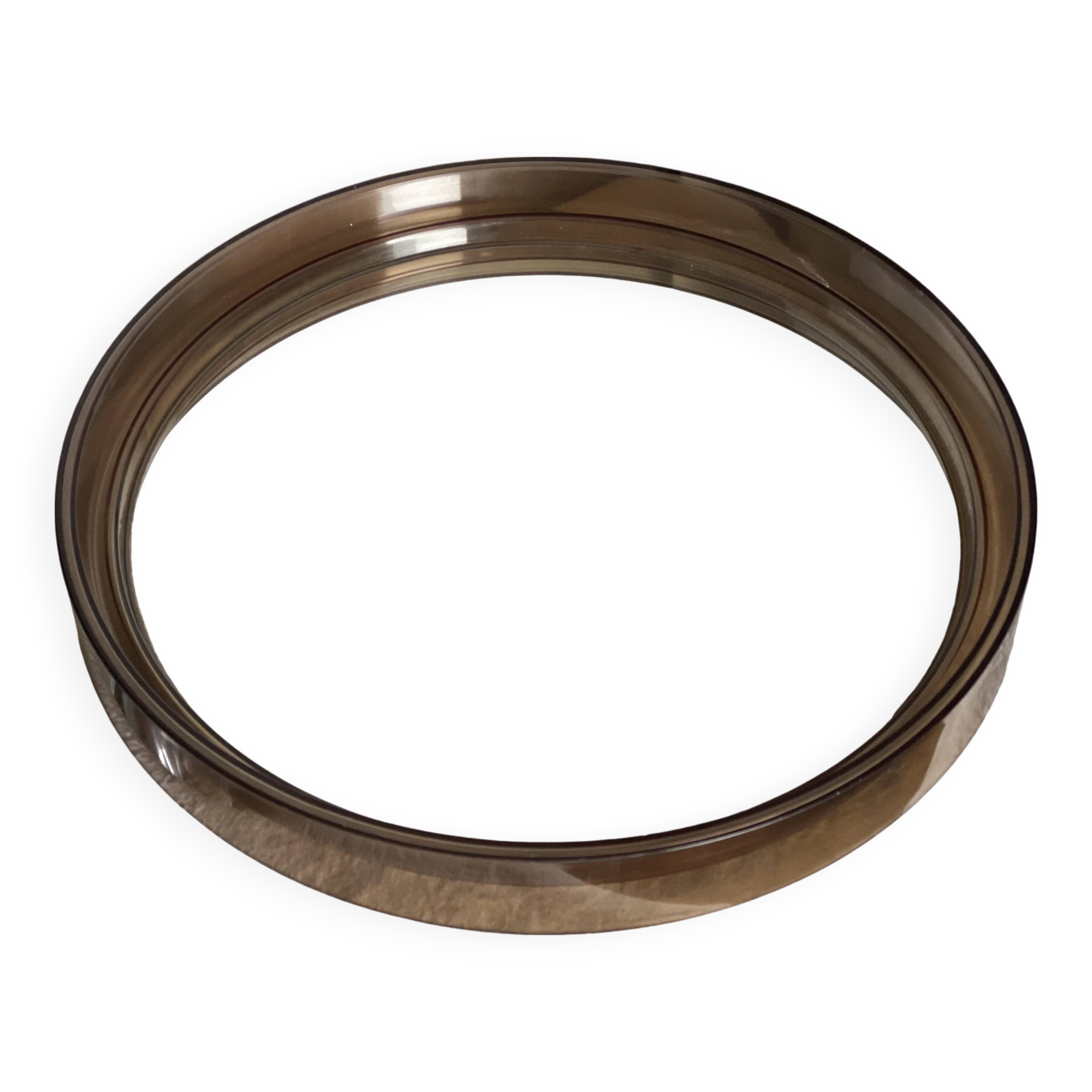 Gilac round mirror smoked Plexiglas vintage 1960