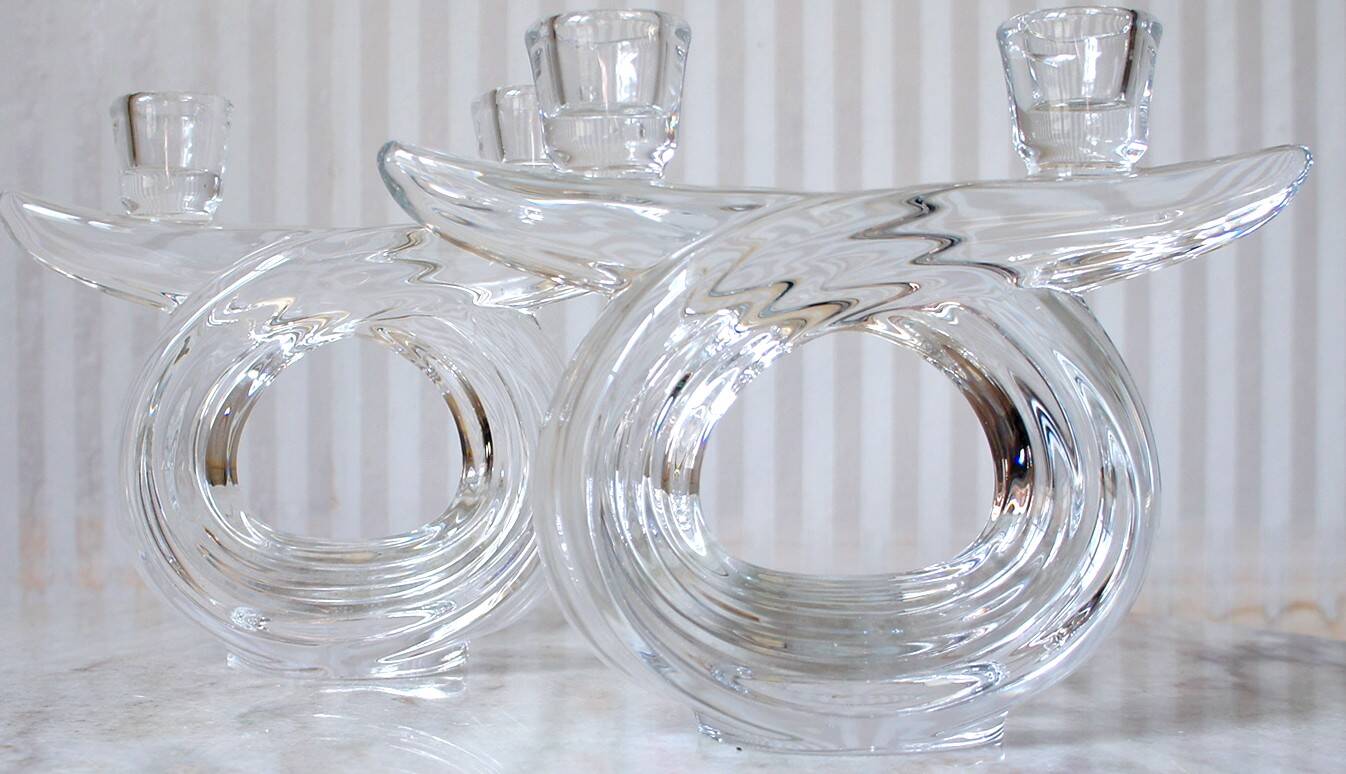 Set of 2 double candlesticks in Vannes crystal