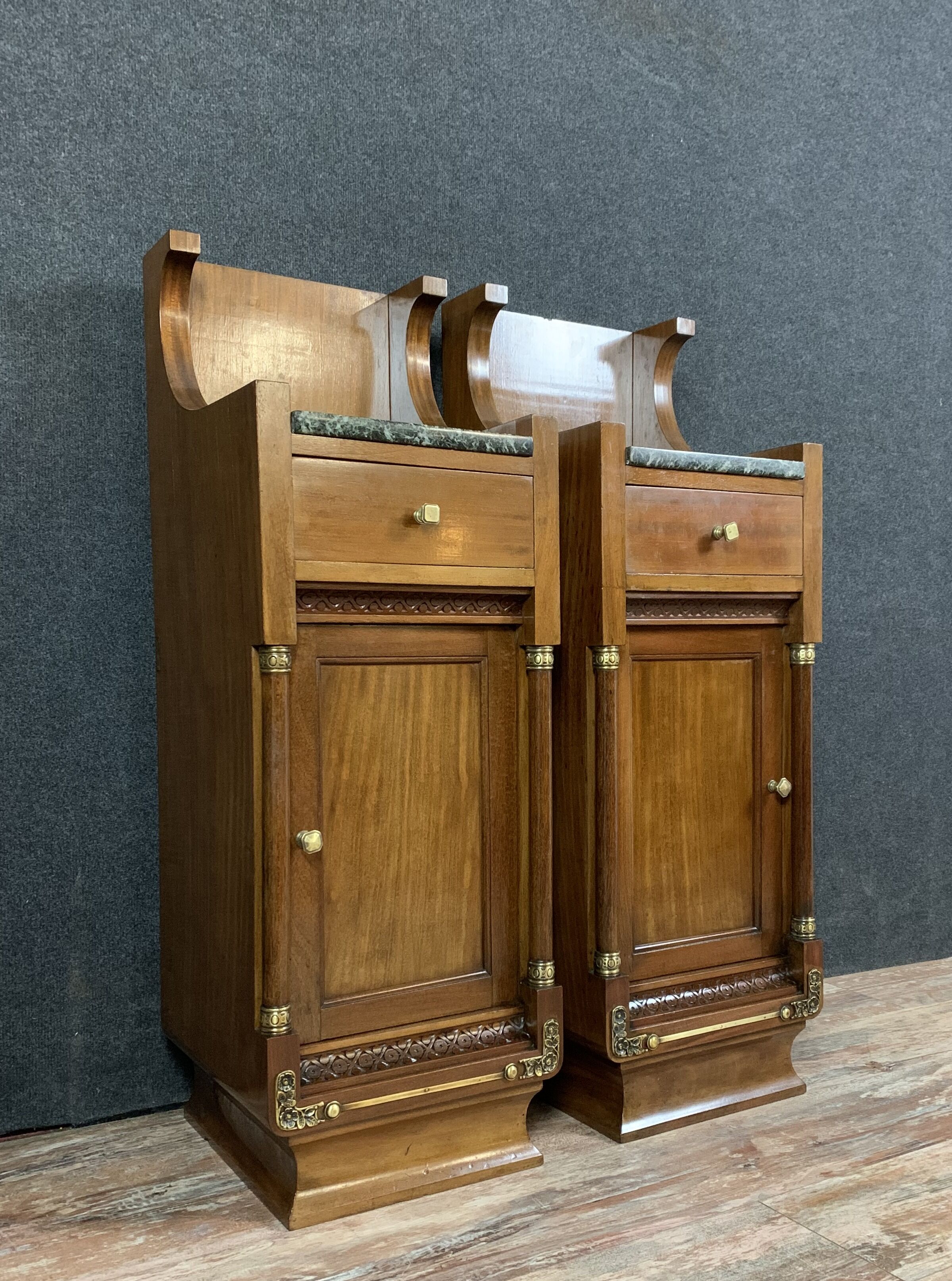 Pair of empire mahogany bedsides
