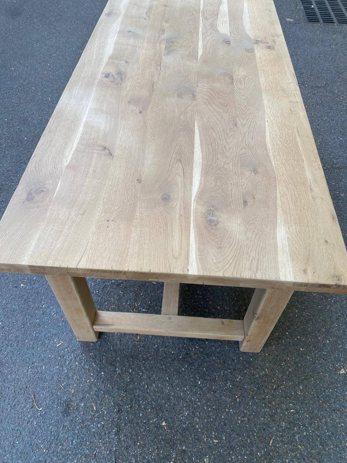 Farmhouse dining table extendable stripped in raw solid oak 180-270cm 1
