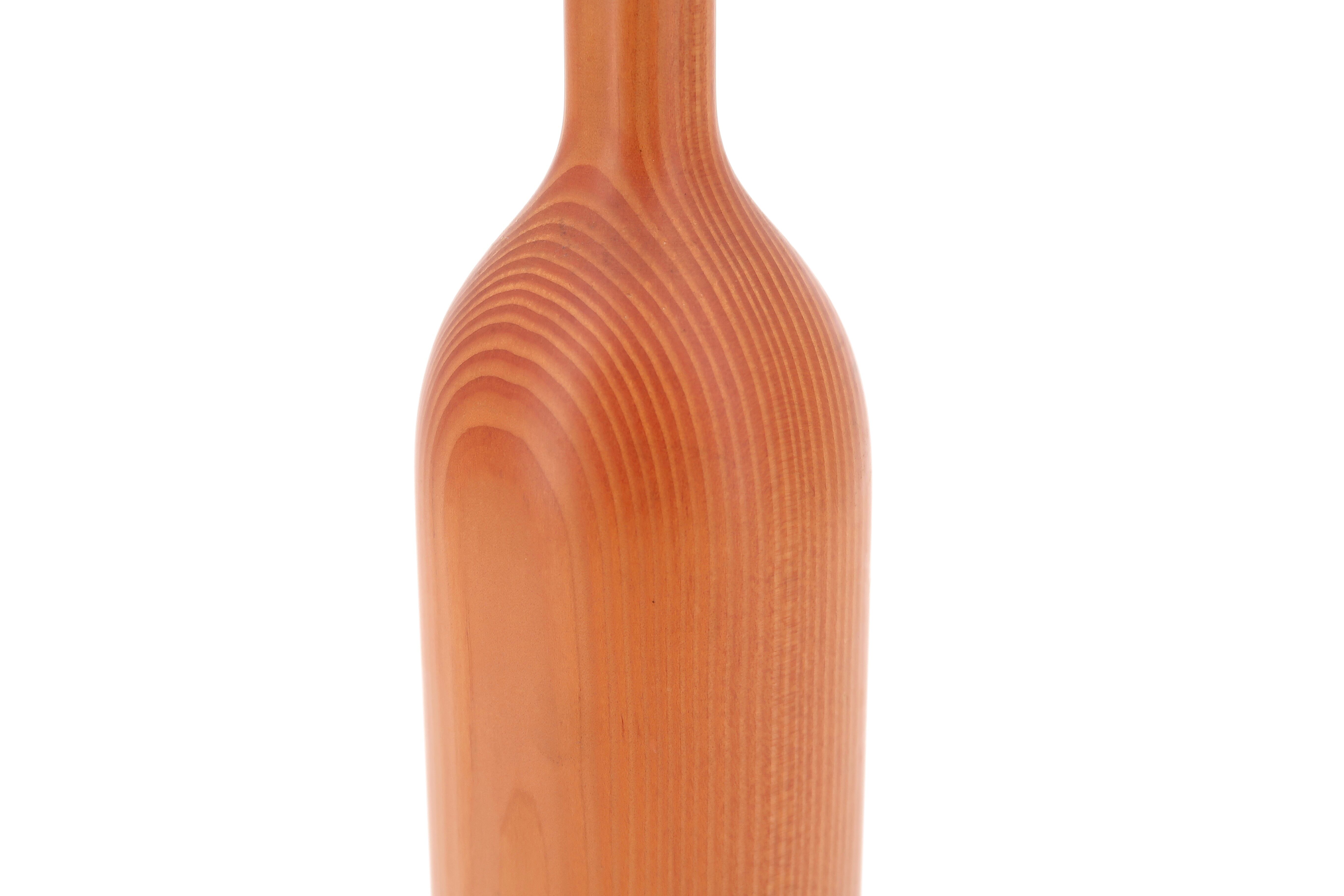 Oregon pine wood bottle vase, 70s
