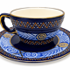 HB Quimper cobalt blue tea set teapot and 2 earthenware cups