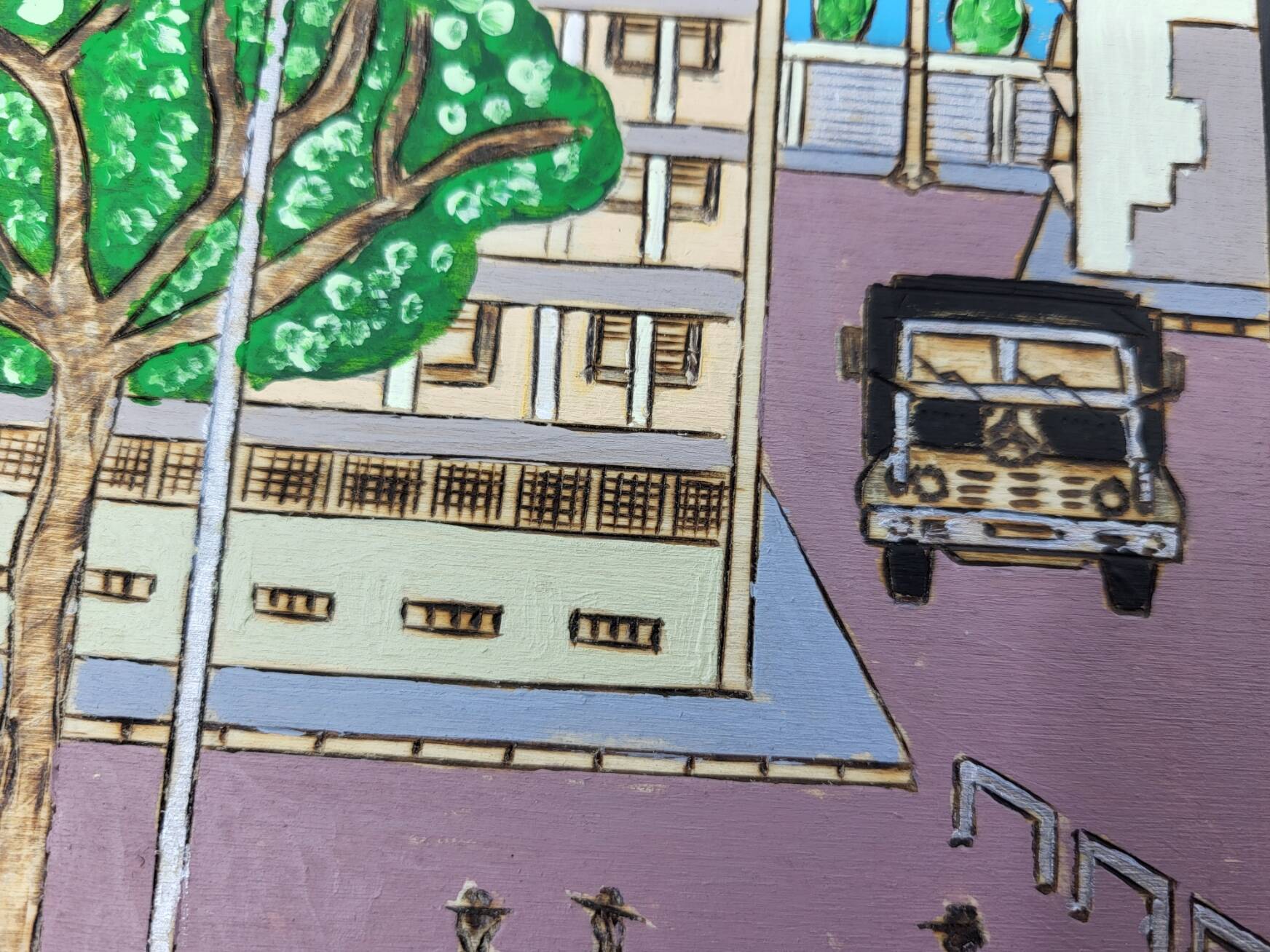 Naive Art painting painting on wood