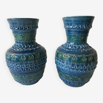 Pair of turquoise ceramic vases, Italy.