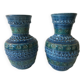 Pair of turquoise ceramic vases, Italy.
