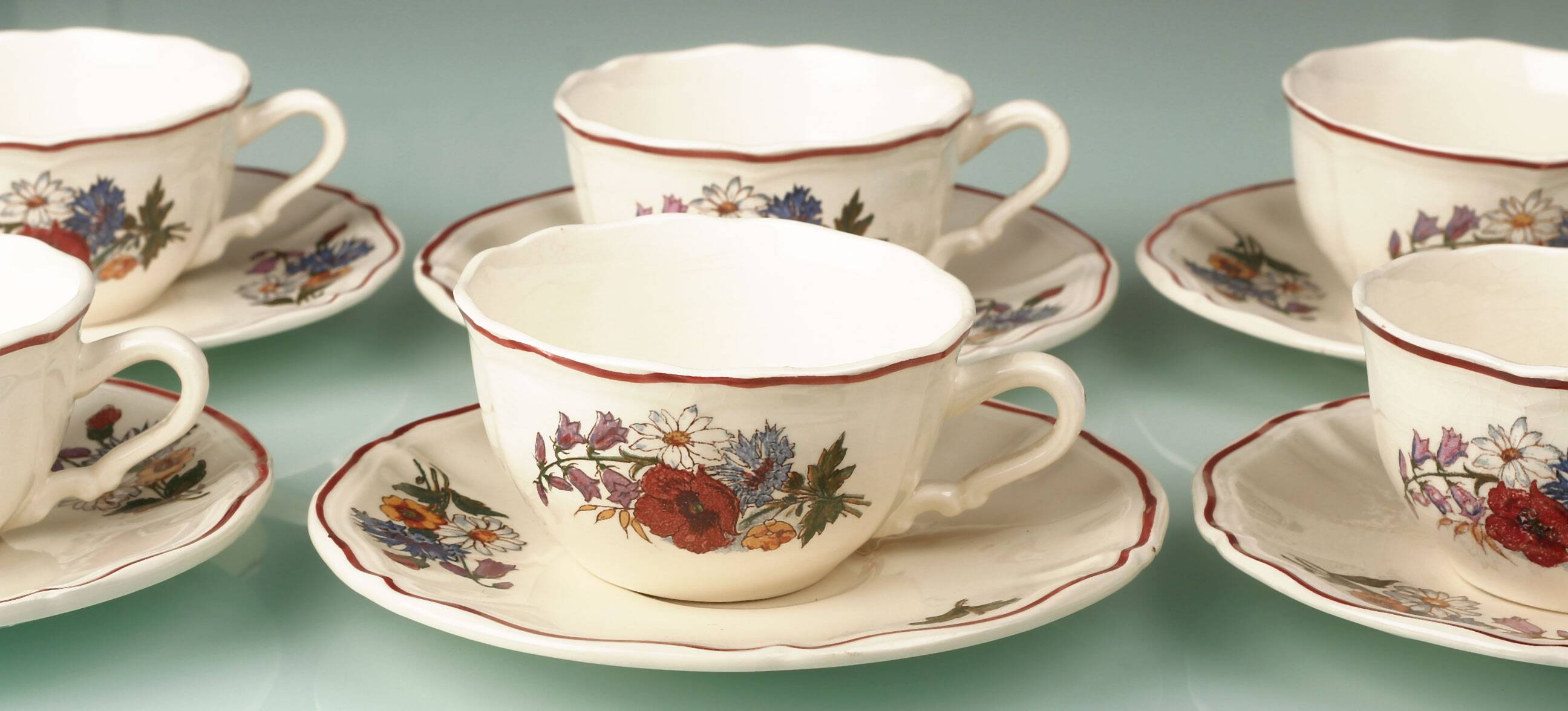 Coffee service in Sarreguemines earthenware, Agreste model.