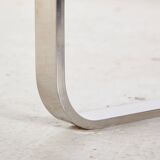 Steel armchair with leather upholstery