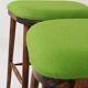 A pair of wood bar stools- Green premium wool - Rustic style/MCM