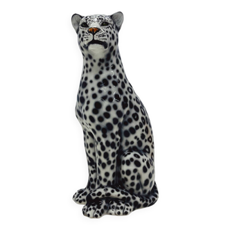 Statue en céramique léopard des neiges