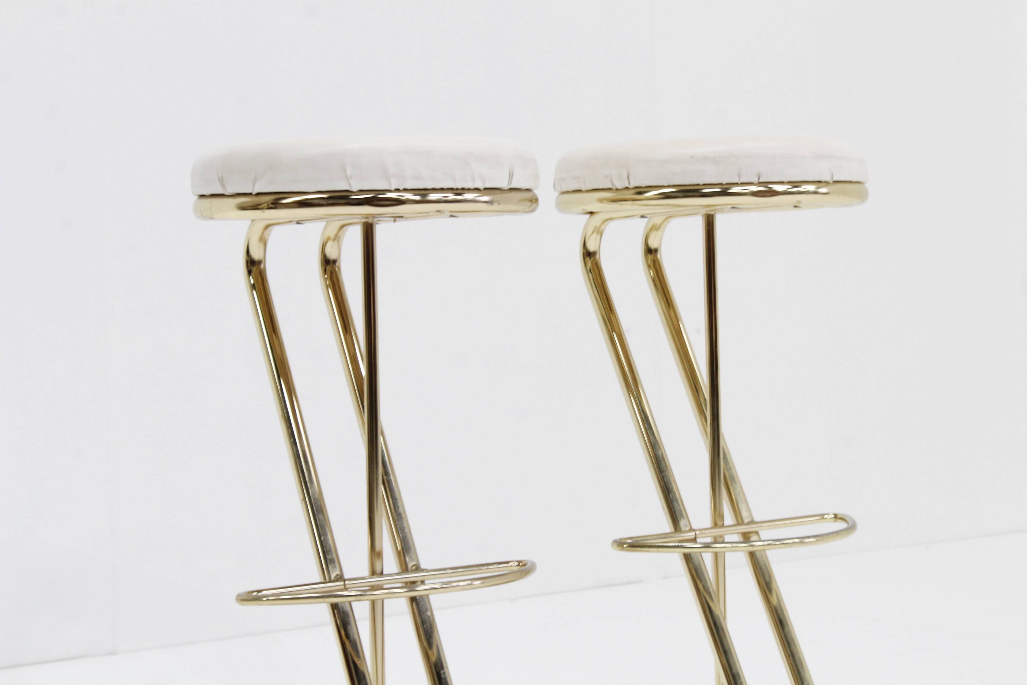 Tabourets de bar italiens vintage en laiton, lot de 2