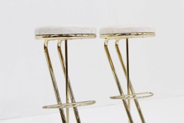 Tabourets de bar italiens vintage en laiton, lot de 2