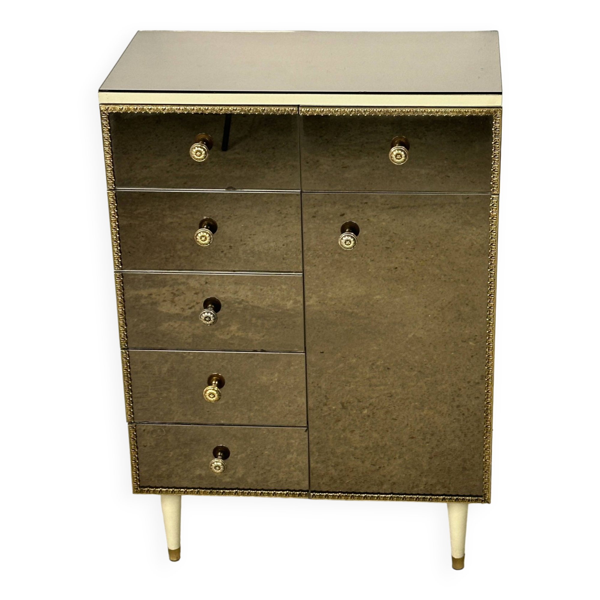 Vintage Italian mirror glass chest of drawers 1960