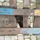 Old bottles wooden door