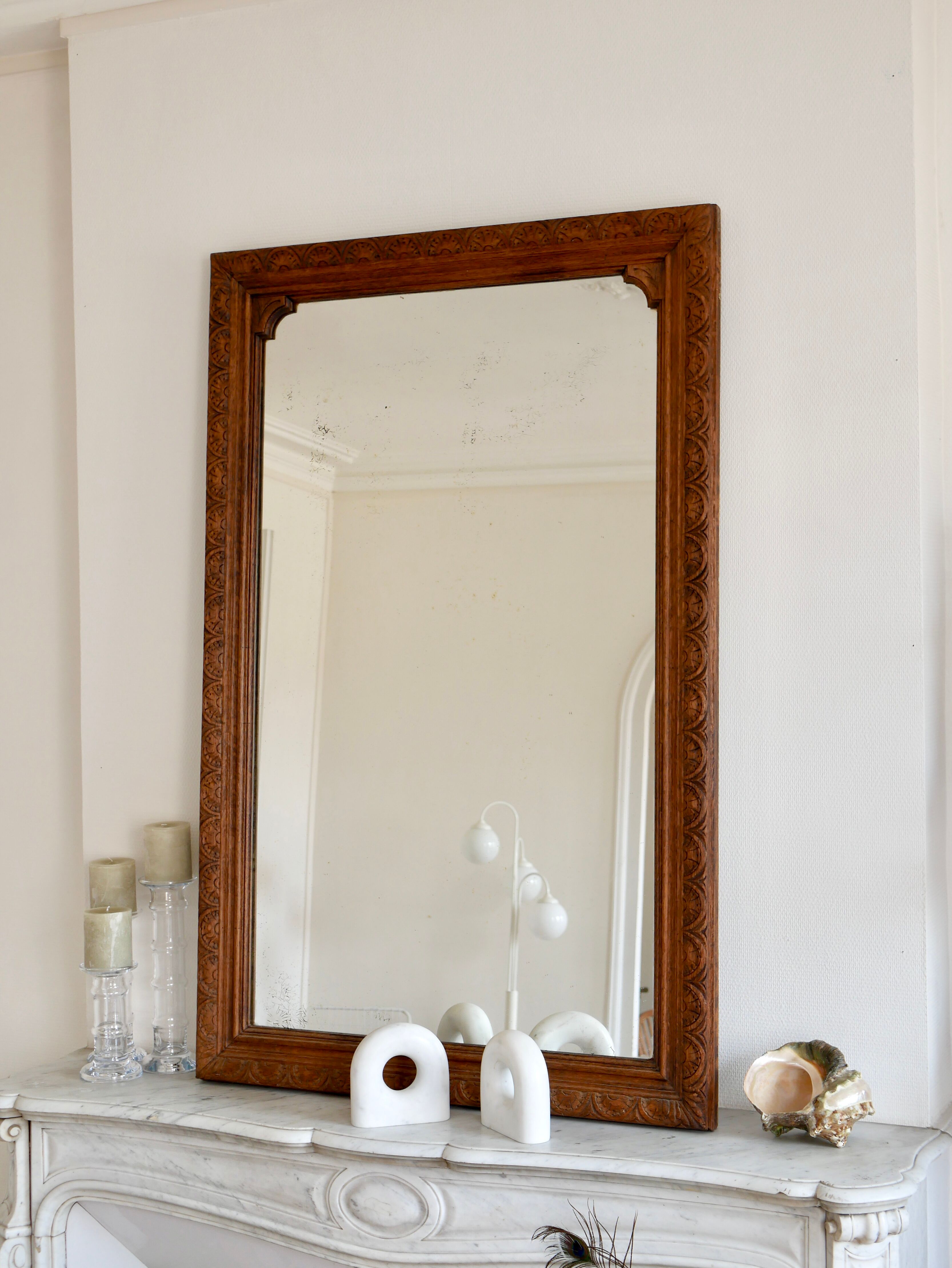 Carved wooden mirror 149x95cm