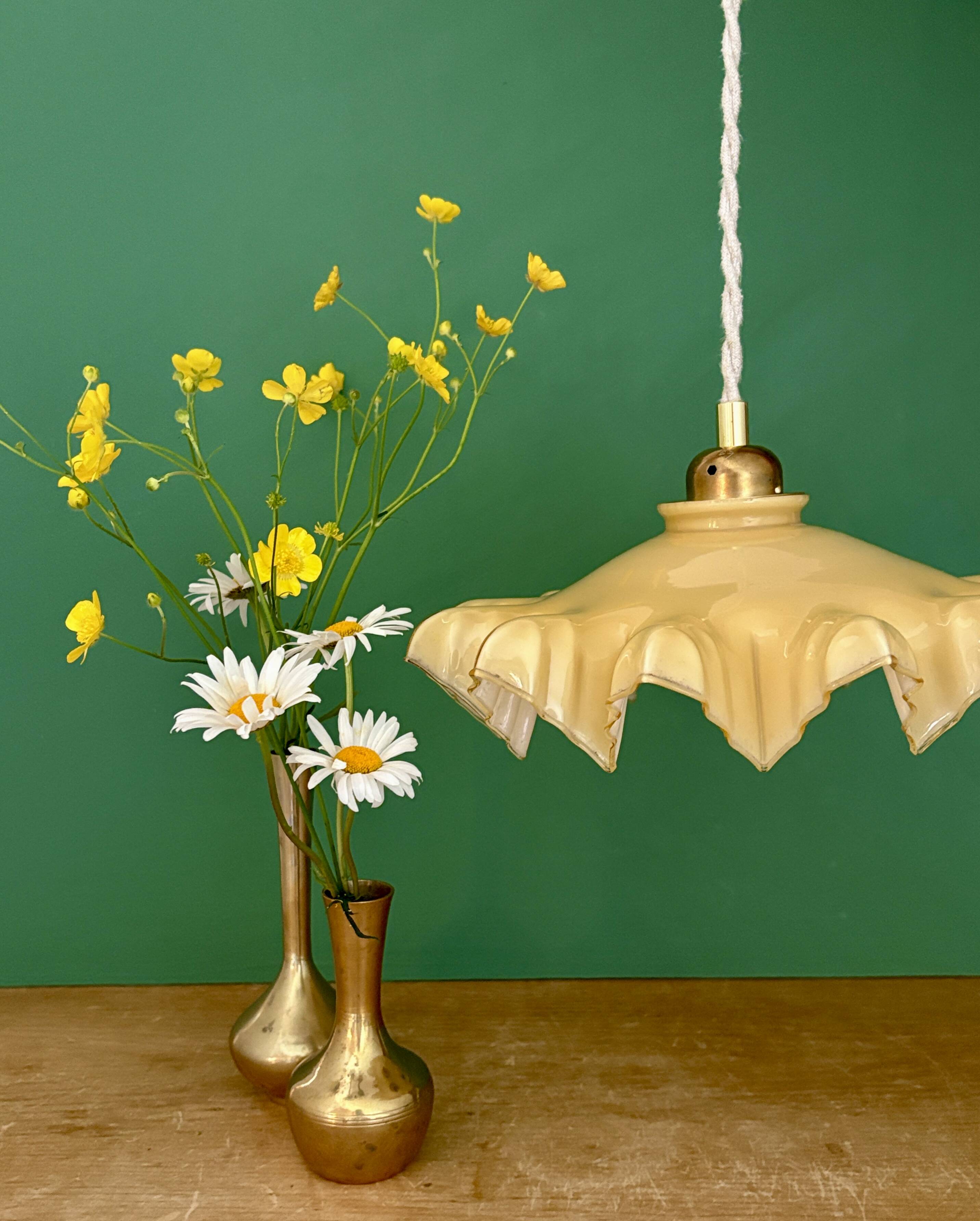 Vintage yellow opaline pendant light
