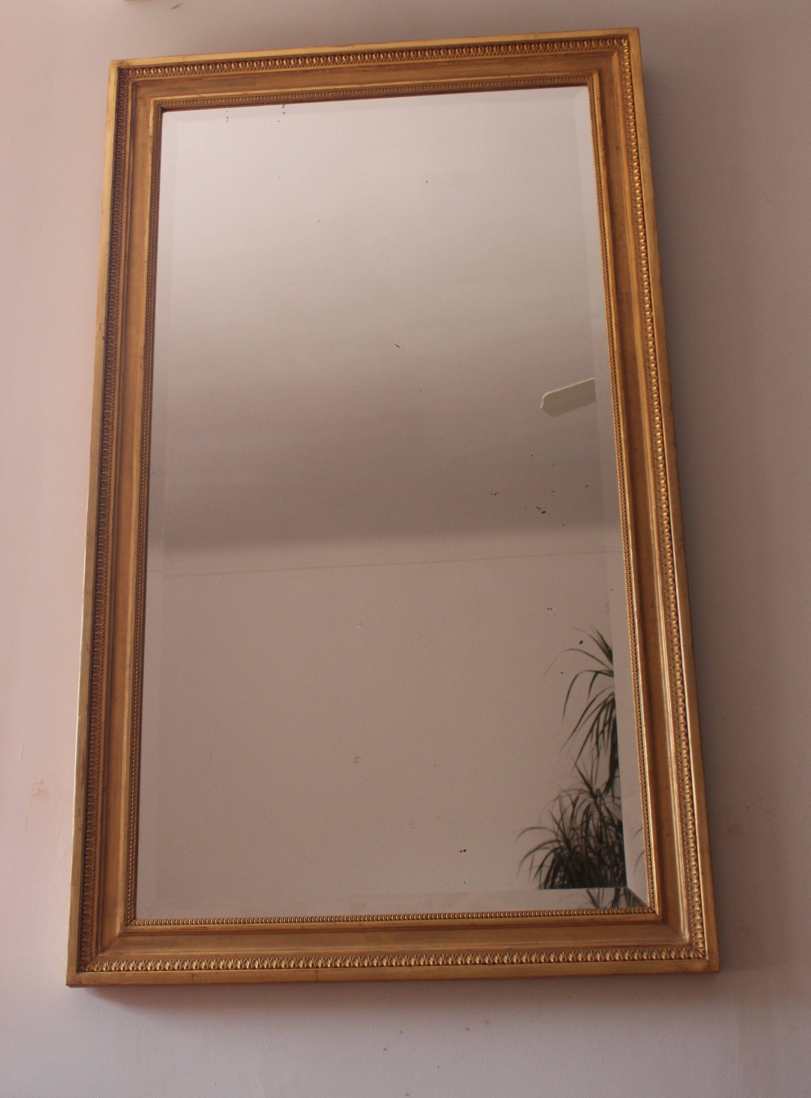 Large bevelled gold mirror