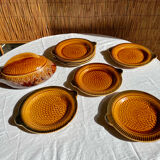 Fish service 8 plates and ceramic soup slurry Sarreguemines vintage 60