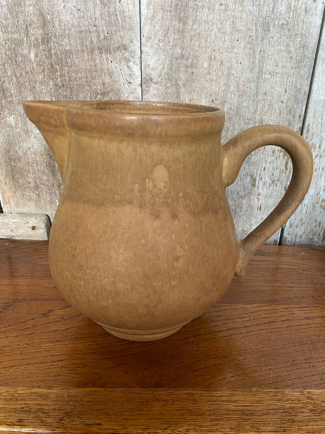 Antique rhodaceram pitcher beige stoneware made in france vintage