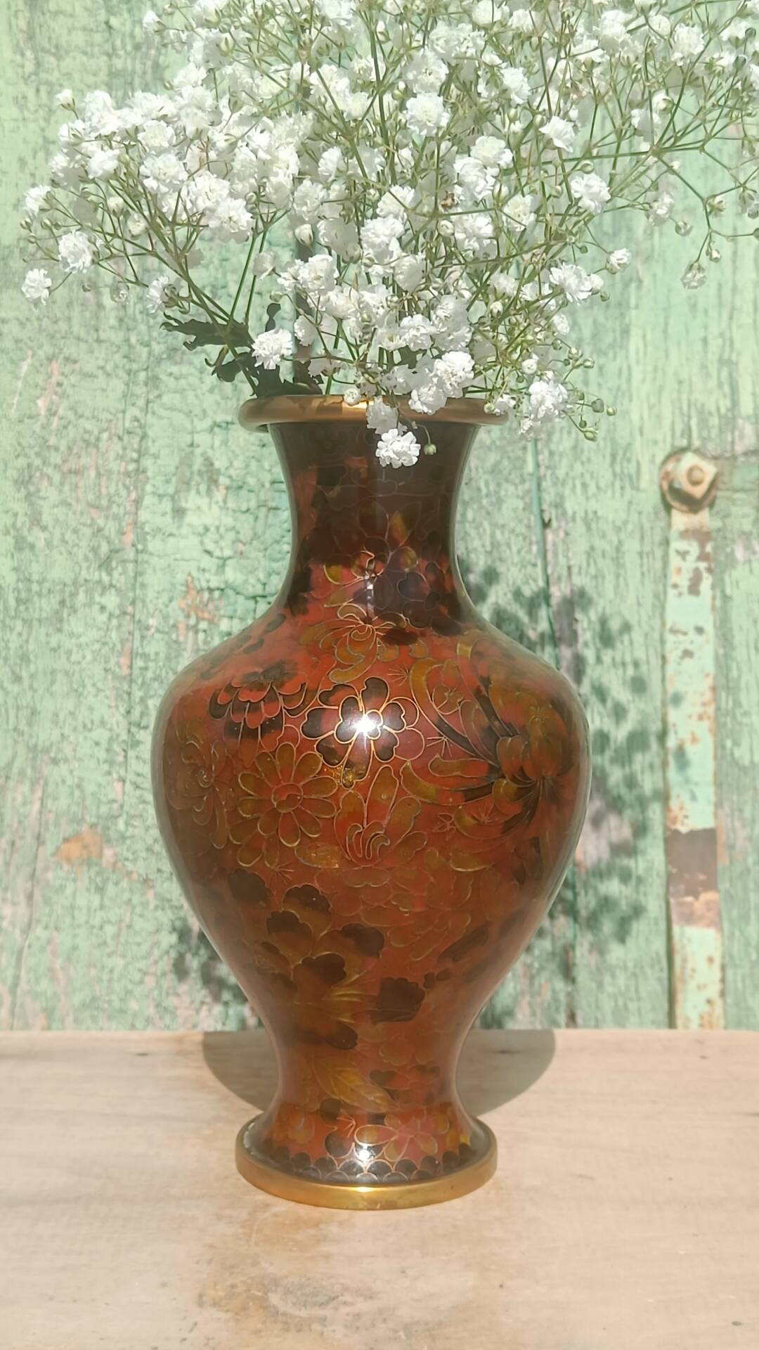 Cloisonné metal vase