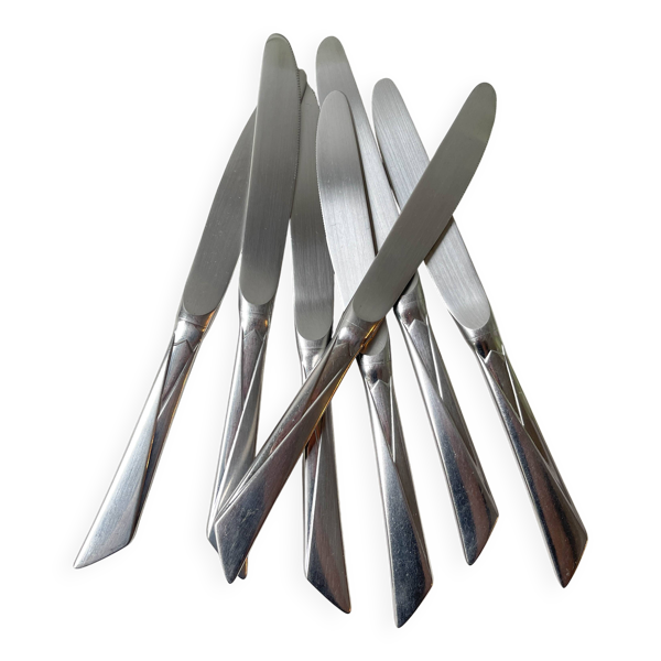 7 Couteaux vintages inox style Art déco made in France