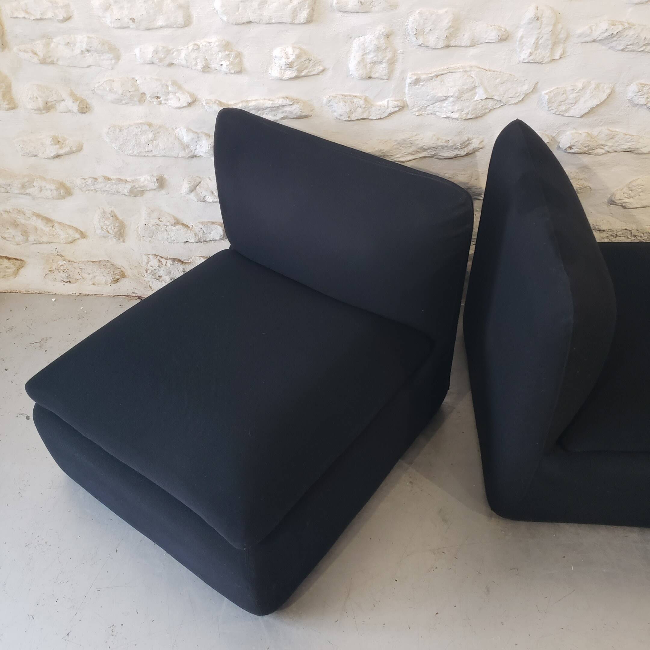 Pair of vintage black armchairs