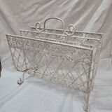 White wrought iron magazine holder