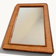 1970s Mid-Century Rattan and Pencil Reed Large Mirror, Spain