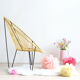 Pair of 60s tripod armchairs in metal and yellow scoubidou