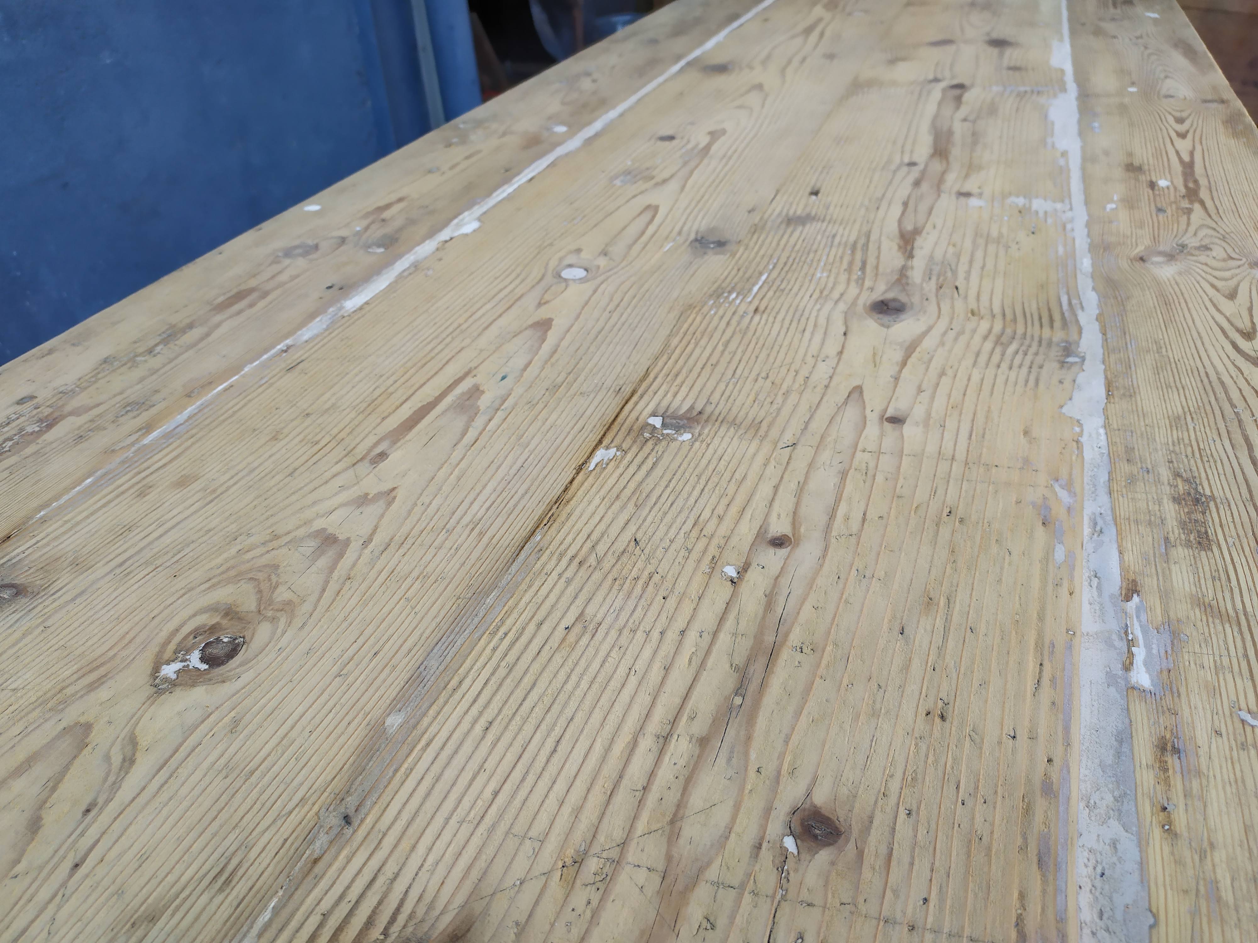 Table de métier drapière sapin décapé 3m