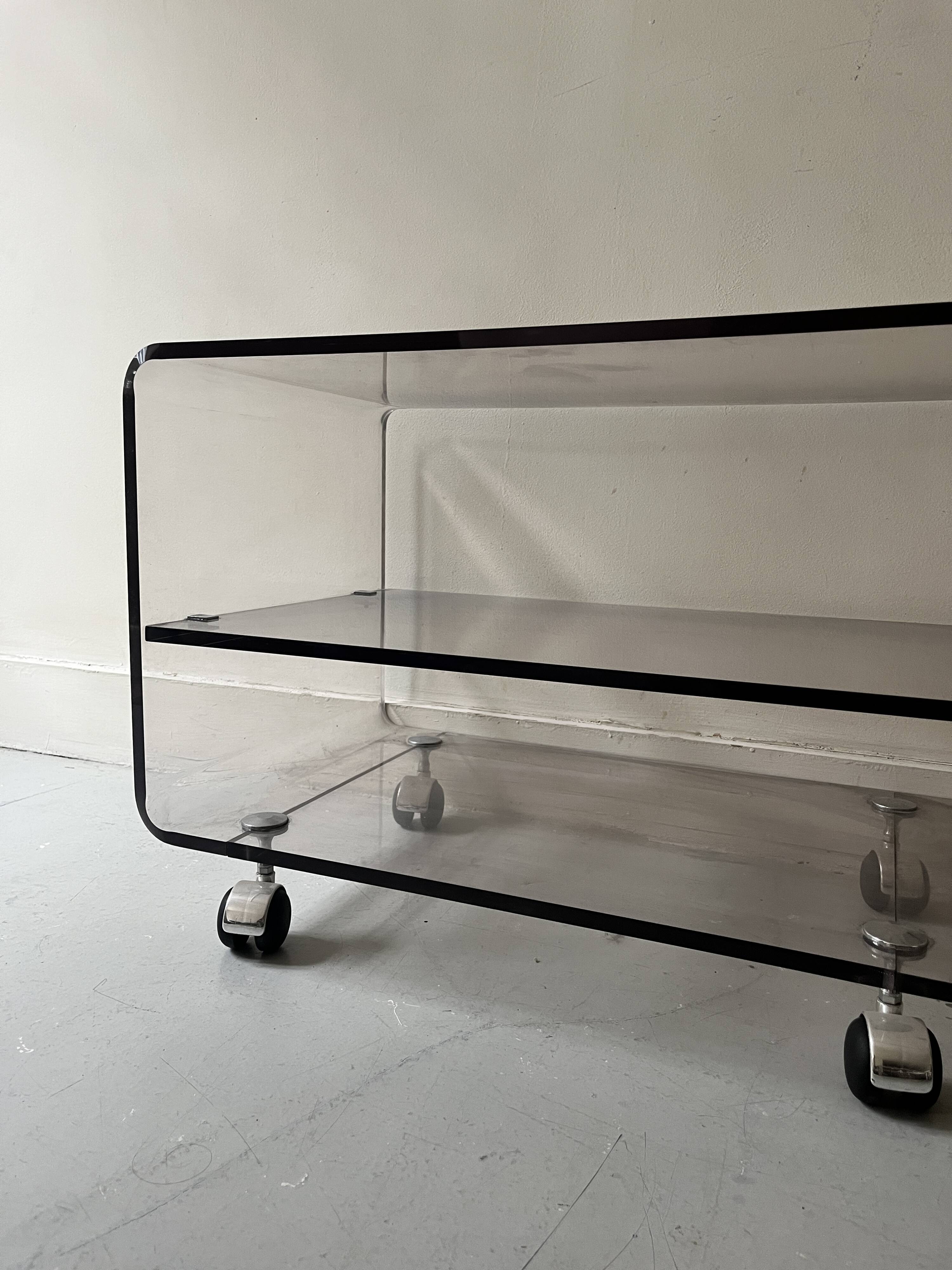 Hi-fi cabinet / coffee table in plexiglass by David Lange, France 1970