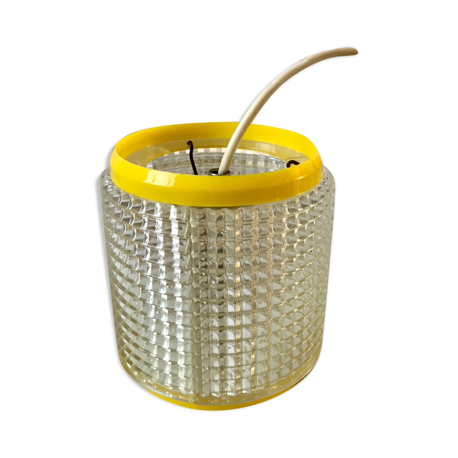 Suspension in yellow plexi and transparent 70s