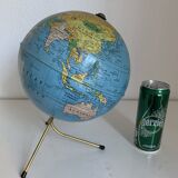 Vintage 1960s golden terrestrial globe Taride tripod - 28 cm