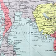 Old map of Indochina Asia 43x43cm from 1950