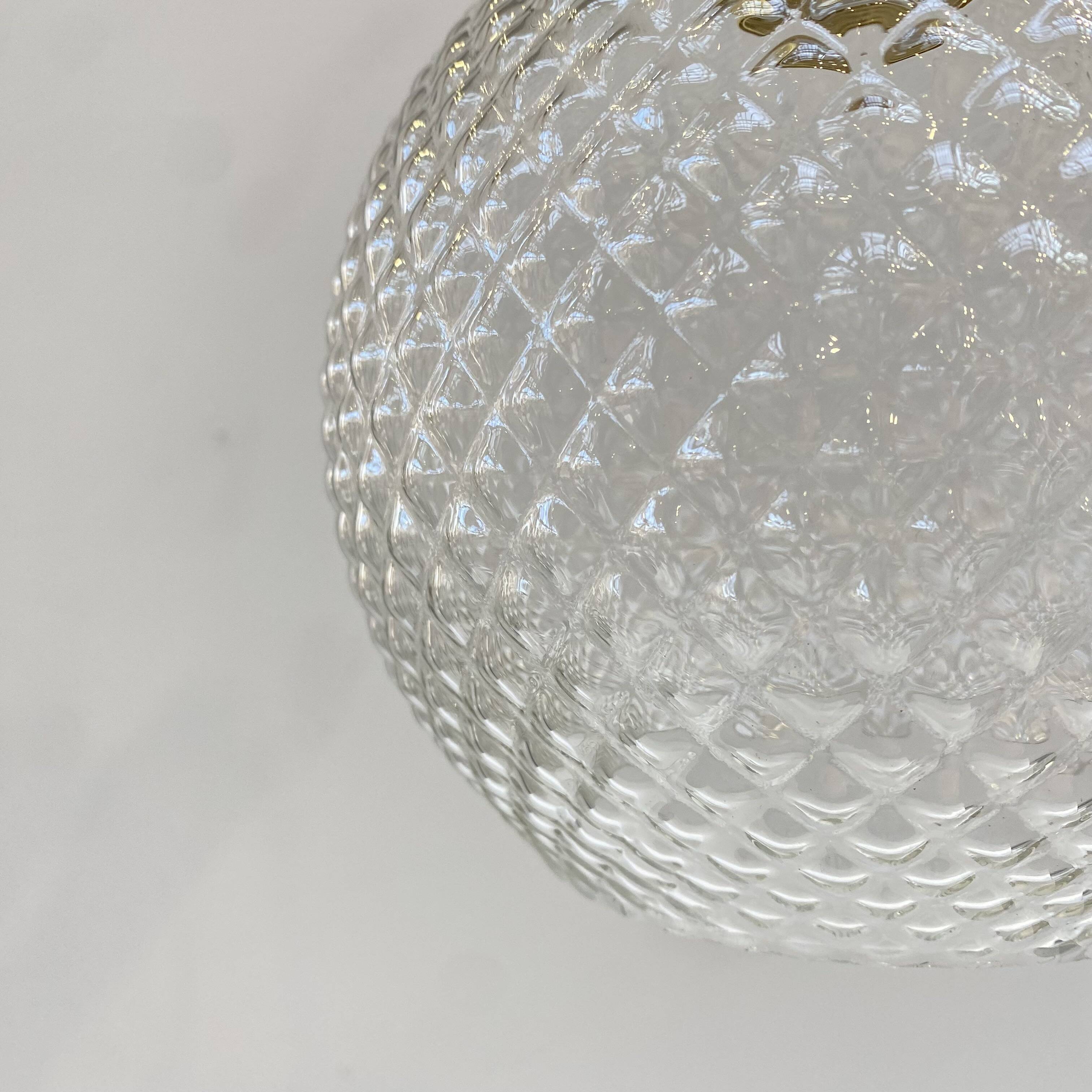 Large vintage pendant light in molded pressed glass