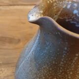 Handmade enameled stoneware pitcher