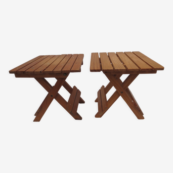 Set of 2 folding stools for children, wooden