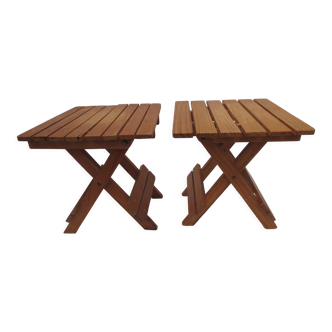 Set of 2 folding stools for children, wooden